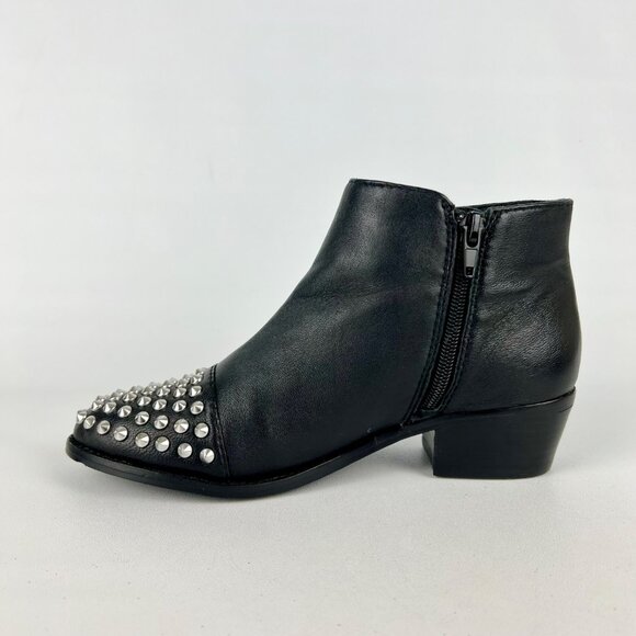 Steve Madden Womens Prague Black Leather Studded Toe Ankle Booties size 6 - Picture 7 of 16
